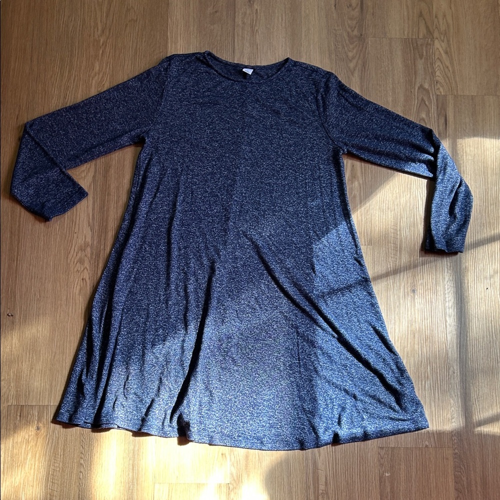 Old Navy Heathered Blue Long Sleeve Short Swing Style  Dress~ Woman’s size M